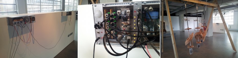 Module Gijs Gieskes (links en midden) en gravity harp Andy Cavatorta (rechts).