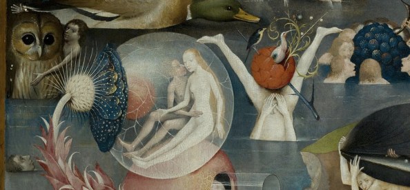 Detail van de Tuin der lusten van Jheronimus Bosch dat in het Prado in Madrid hangt.