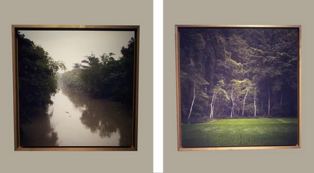 'Schuldige landschappen'. Links een rivier in de buurt van Rawagede op West-Java en rechts bomen bij Soppeng op Sulawesi. 