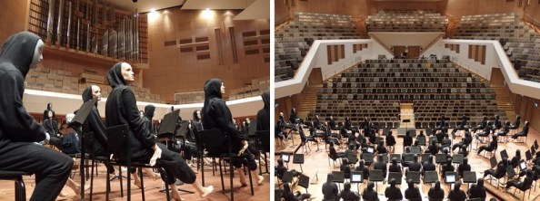 Dummy-orkest van het Laboratorium voor Akoestiek (TU/e) in het Muziekgebouw Eindhoven.