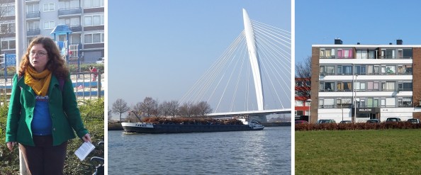 Evelien Breeman als gids voor Kanaleneiland tijdens de West End Stories wandeling op zondag 15 februari 2015.